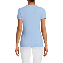 Feinripp-Shirt mit Rundhalsausschnitt und kurzen Ärmeln für Damen