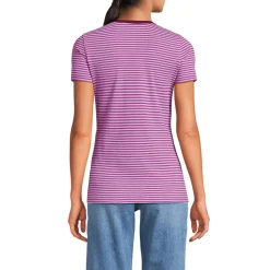 Feinripp-Shirt mit Rundhalsausschnitt und kurzen Ärmeln für Damen