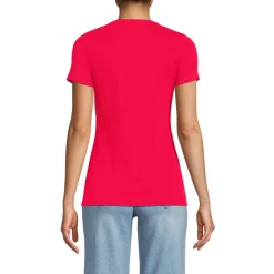 Feinripp-Shirt mit Rundhalsausschnitt und kurzen Ärmeln für Damen