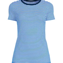 Feinripp-Shirt mit Rundhalsausschnitt und kurzen Ärmeln für Damen