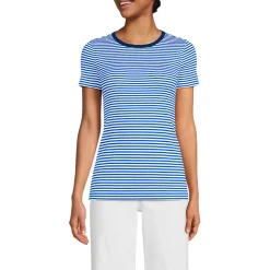 Feinripp-Shirt mit Rundhalsausschnitt und kurzen Ärmeln für Damen