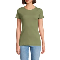 Feinripp-Shirt mit Rundhalsausschnitt und kurzen Ärmeln für Damen