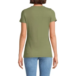 Feinripp-Shirt mit Rundhalsausschnitt und kurzen Ärmeln für Damen