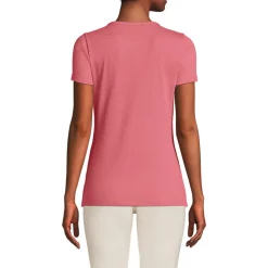 Feinripp-Shirt mit Rundhalsausschnitt und kurzen Ärmeln für Damen