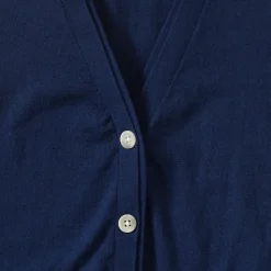 Feinstrick-Baumwollcardigan mit unterlegtem Ausschnitt