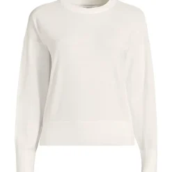 Feinstrick-Baumwollpullover mit unterlegtem Ausschnitt