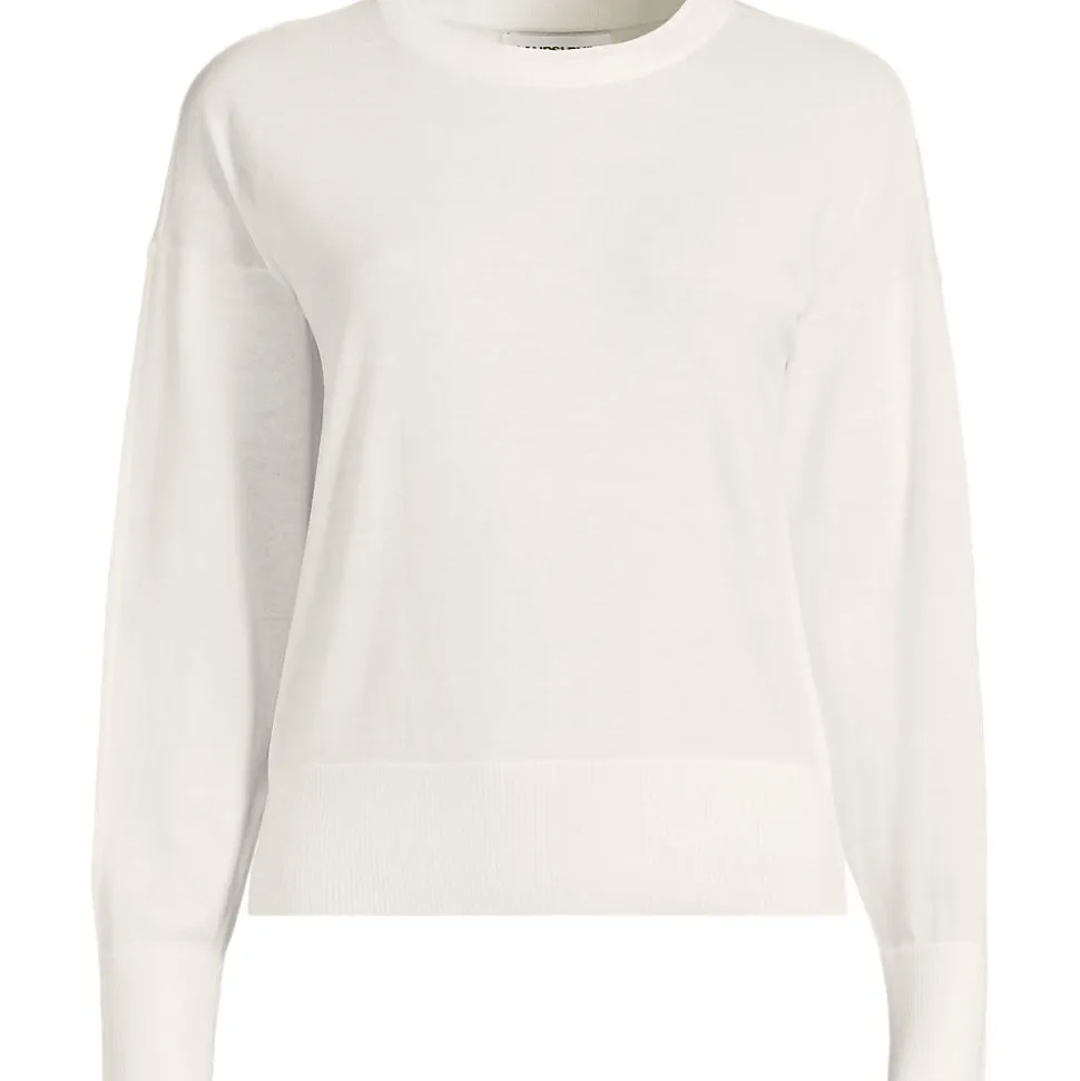 Feinstrick-Baumwollpullover mit unterlegtem Ausschnitt