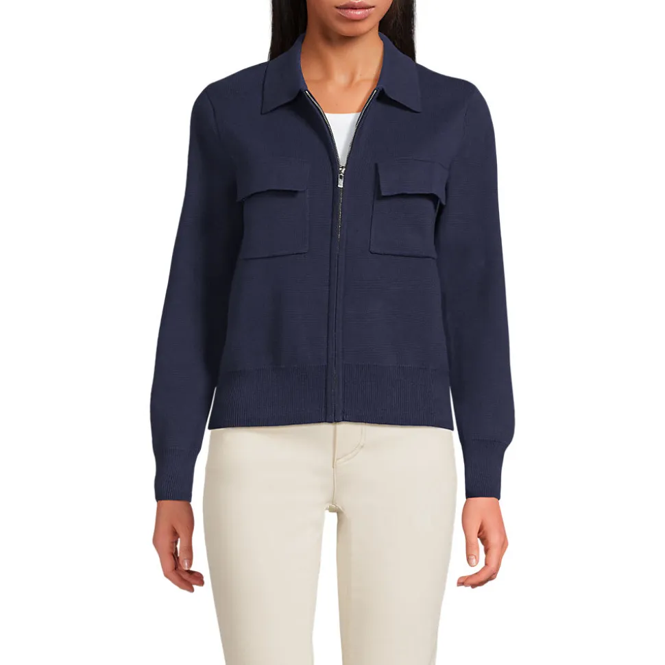 Feinstrick-Blazer mit Reißverschluss für Damen