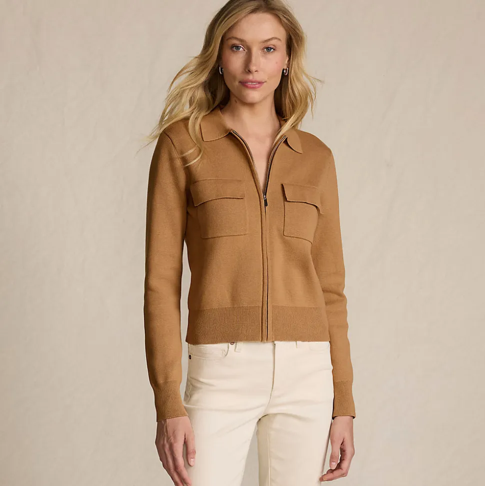 Feinstrick-Blazer mit Reißverschluss für Damen