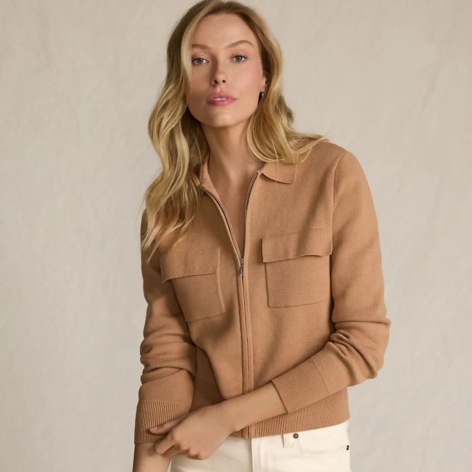 Feinstrick-Blazer mit Reißverschluss für Damen