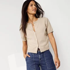 Feinstrick-Cardigan mit kurzen Ärmeln für Damen