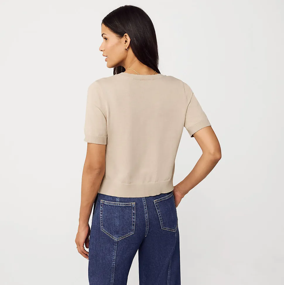Feinstrick-Cardigan mit kurzen Ärmeln für Damen