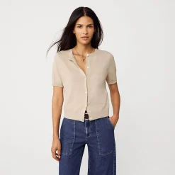 Feinstrick-Cardigan mit kurzen Ärmeln für Damen