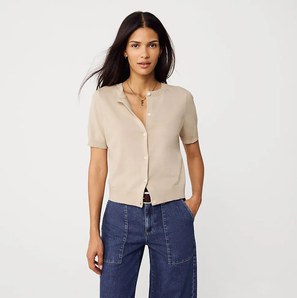 Feinstrick-Cardigan mit kurzen Ärmeln für Damen