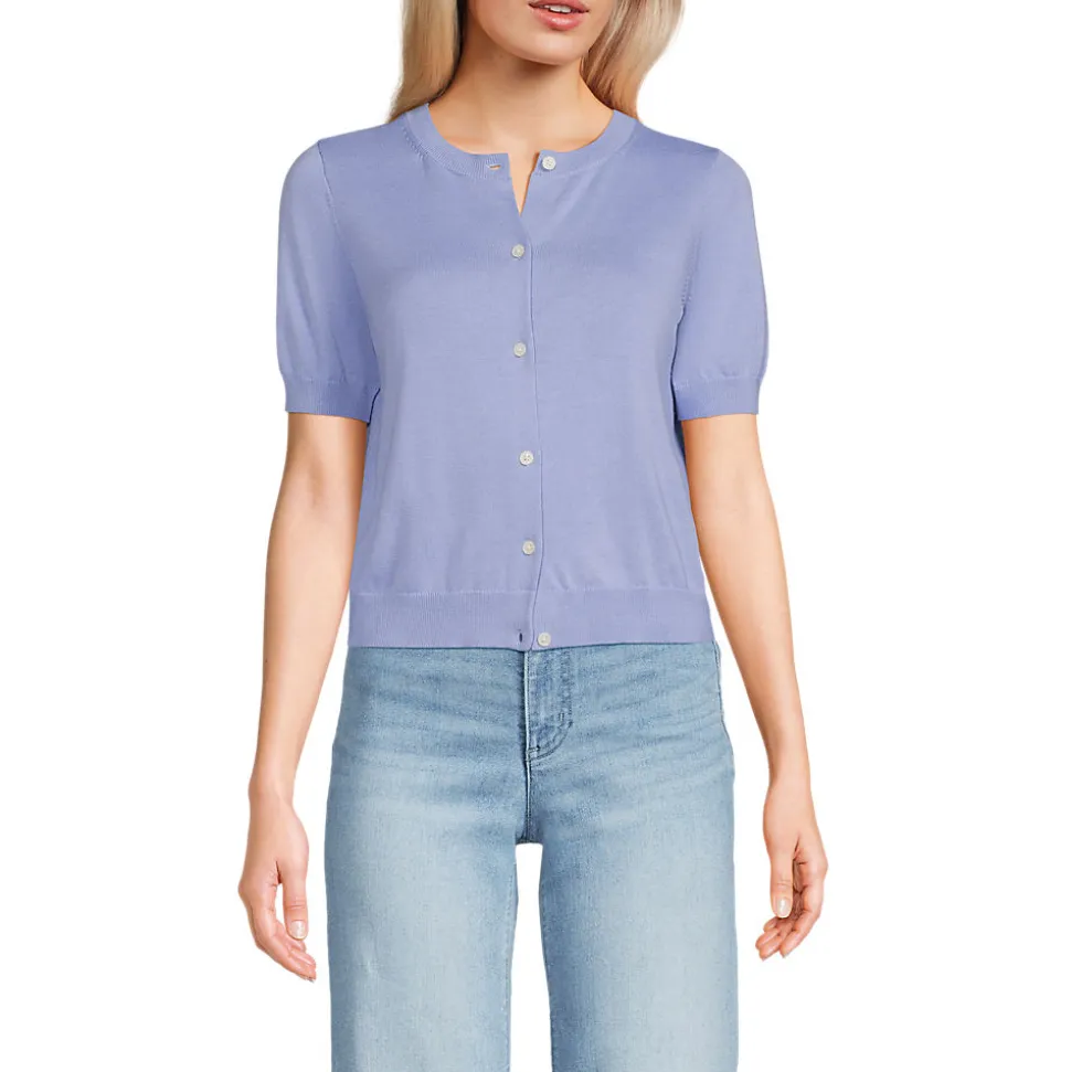 Feinstrick-Cardigan mit kurzen Ärmeln für Damen