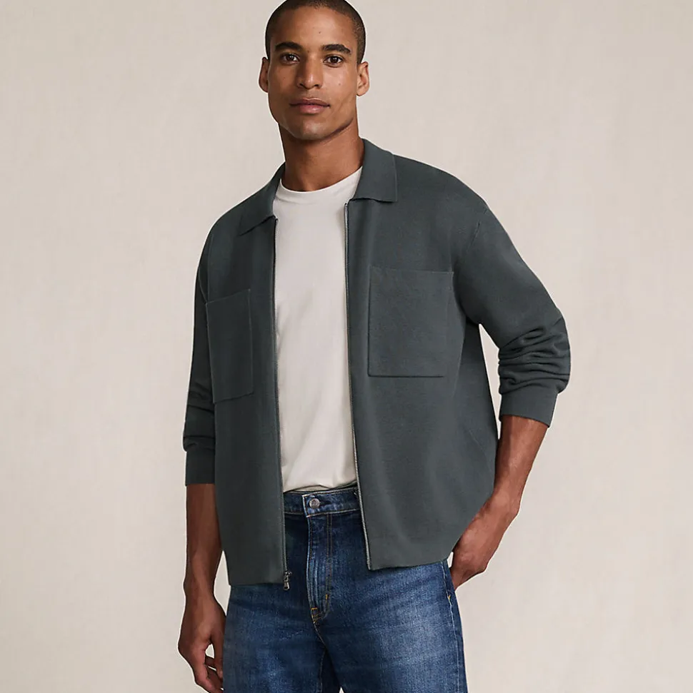 Feinstrick-Cardigan mit Reißverschluss für Herren