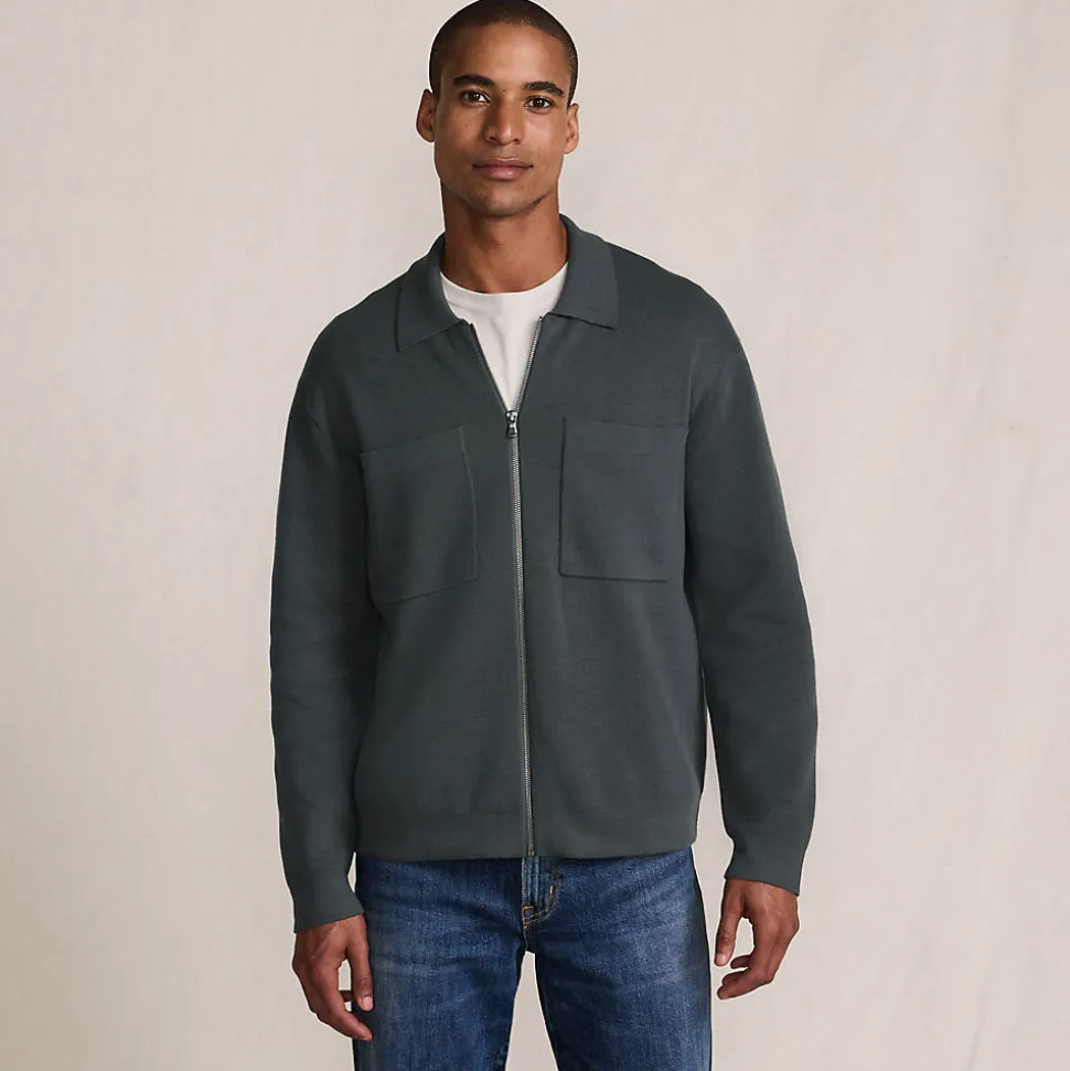 Feinstrick-Cardigan mit Reißverschluss für Herren