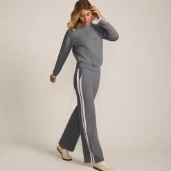 Feinstrick-Jerseyhose mit Streifendetail für Damen