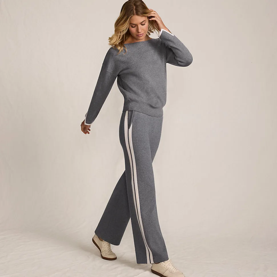 Feinstrick-Jerseyhose mit Streifendetail für Damen