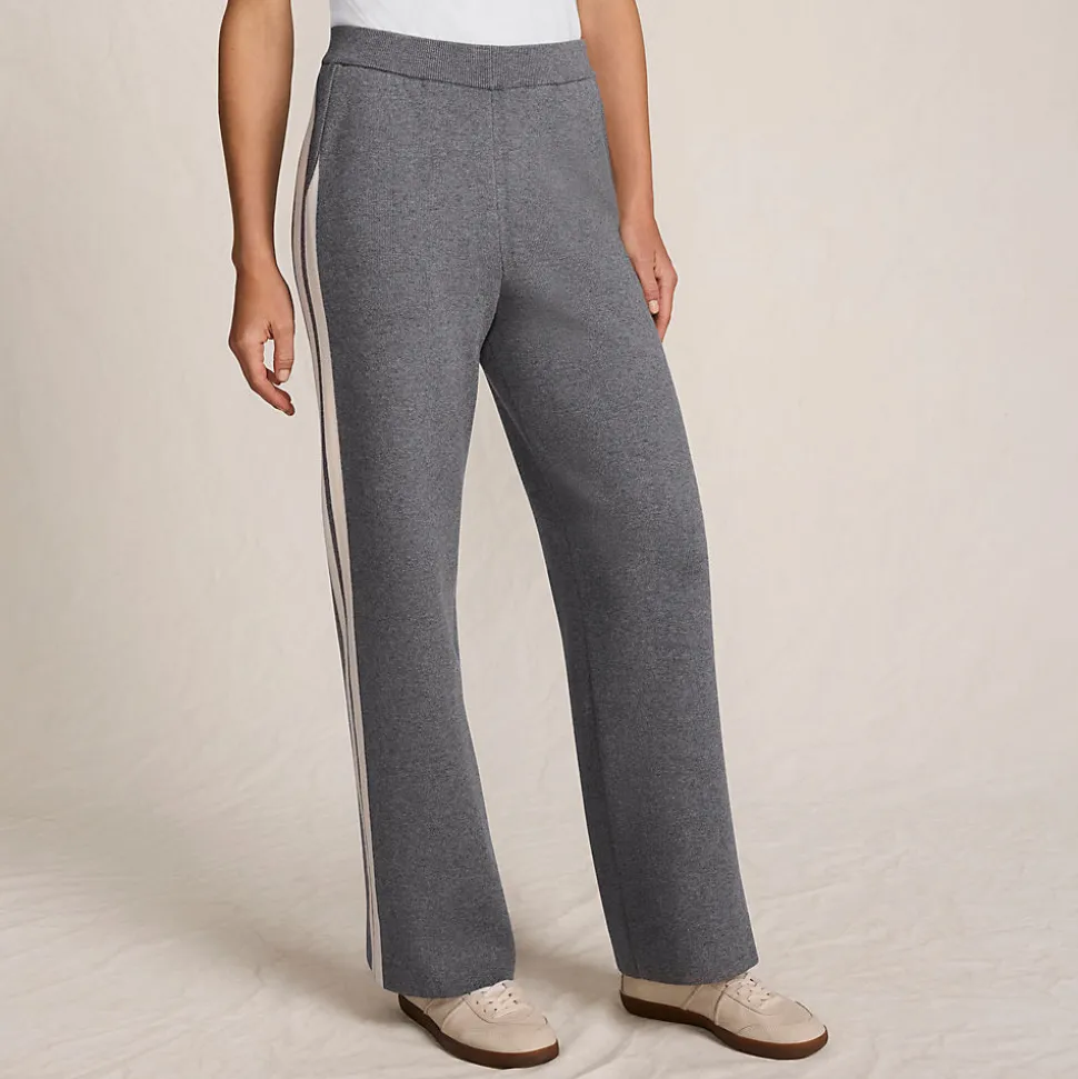 Feinstrick-Jerseyhose mit Streifendetail für Damen