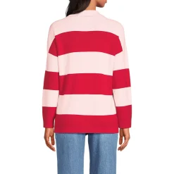 Feinstrick-Polopullover mit Rugbystreifen für Damen