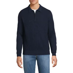 Feinstrick-Pullover mit Polokragen und Reißverschluss für Herren