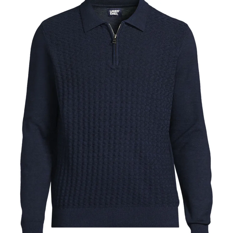 Feinstrick-Pullover mit Polokragen und Reißverschluss für Herren
