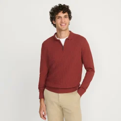 Feinstrick-Pullover mit Polokragen und Reißverschluss für Herren