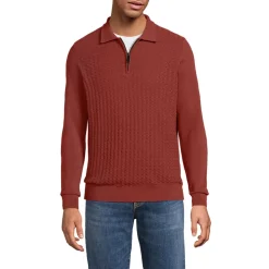 Feinstrick-Pullover mit Polokragen und Reißverschluss für Herren