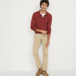 Feinstrick-Pullover mit Polokragen und Reißverschluss für Herren