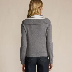 Feinstrick-Pullover mit Reißverschluss für Damen