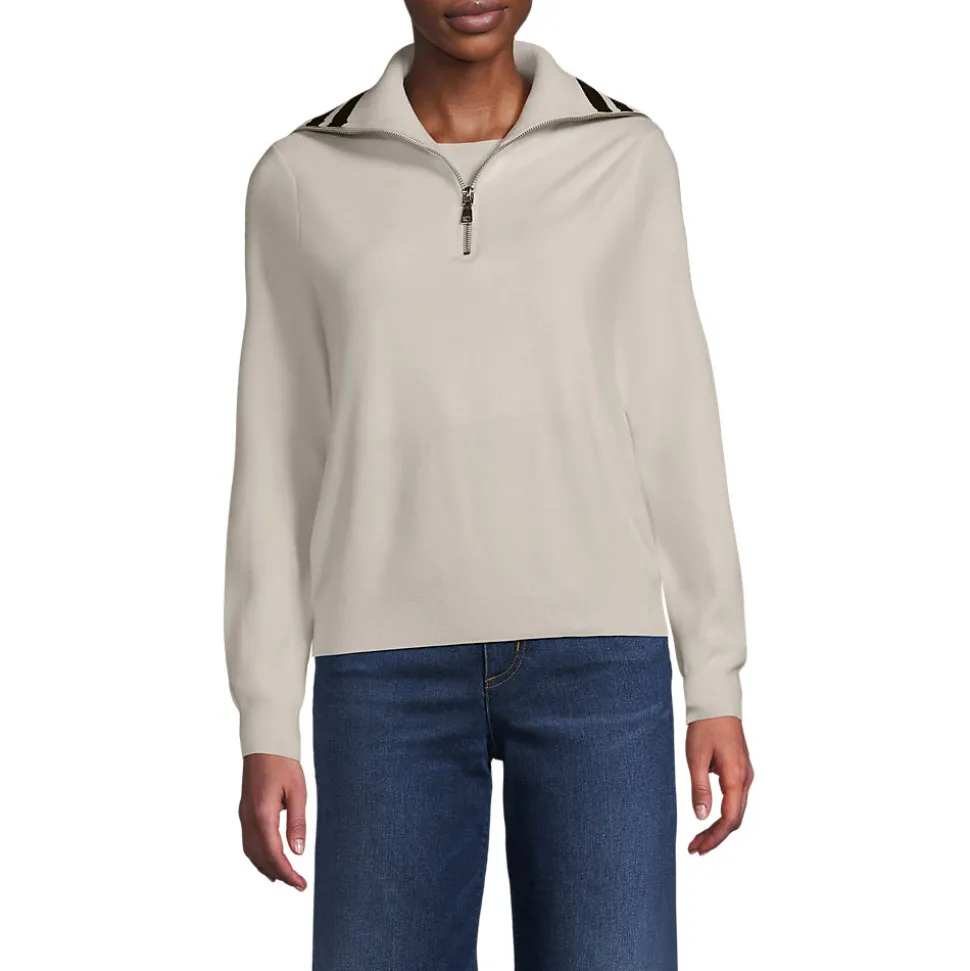 Feinstrick-Pullover mit Reißverschluss für Damen
