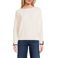 Feinstrick-Pullover mit U-Boot-Ausschnitt für Damen