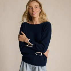 Feinstrick-Pullover mit U-Boot-Ausschnitt für Damen