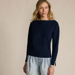 Feinstrick-Pullover mit U-Boot-Ausschnitt für Damen