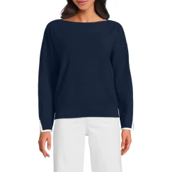 Feinstrick-Pullover mit U-Boot-Ausschnitt für Damen