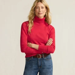 Feinstrick-Rollkragenpullover aus Baumwolle für Damen