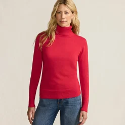 Feinstrick-Rollkragenpullover aus Baumwolle für Damen