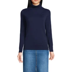 Feinstrick-Rollkragenpullover aus Baumwolle für Damen