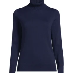 Feinstrick-Rollkragenpullover aus Baumwolle für Damen
