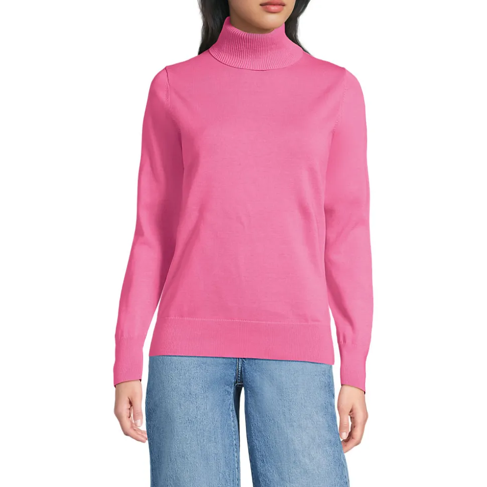 Feinstrick-Rollkragenpullover aus Baumwolle für Damen