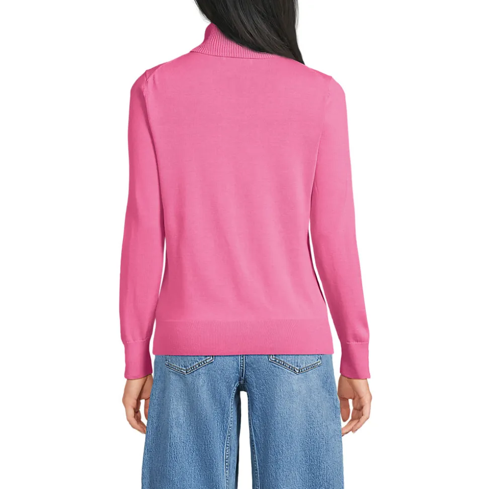 Feinstrick-Rollkragenpullover aus Baumwolle für Damen