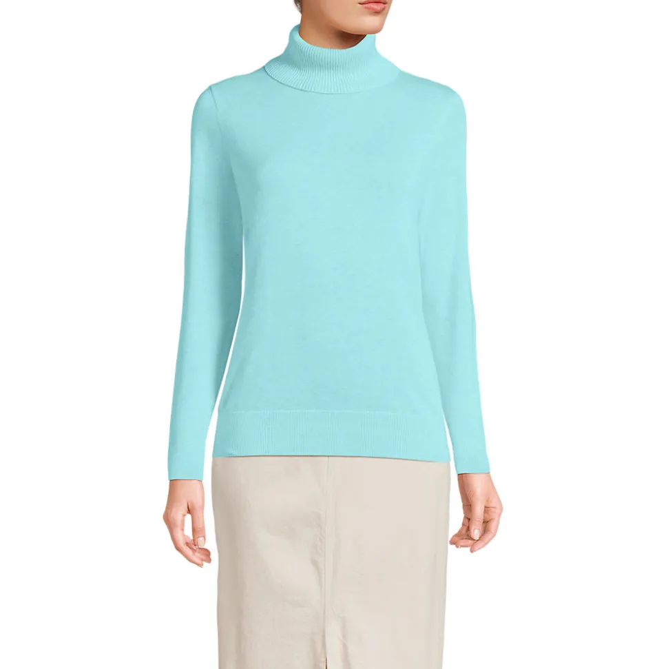 Feinstrick-Rollkragenpullover aus Baumwolle für Damen