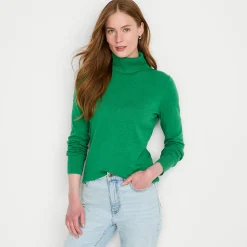 Feinstrick-Rollkragenpullover aus Baumwolle für Damen