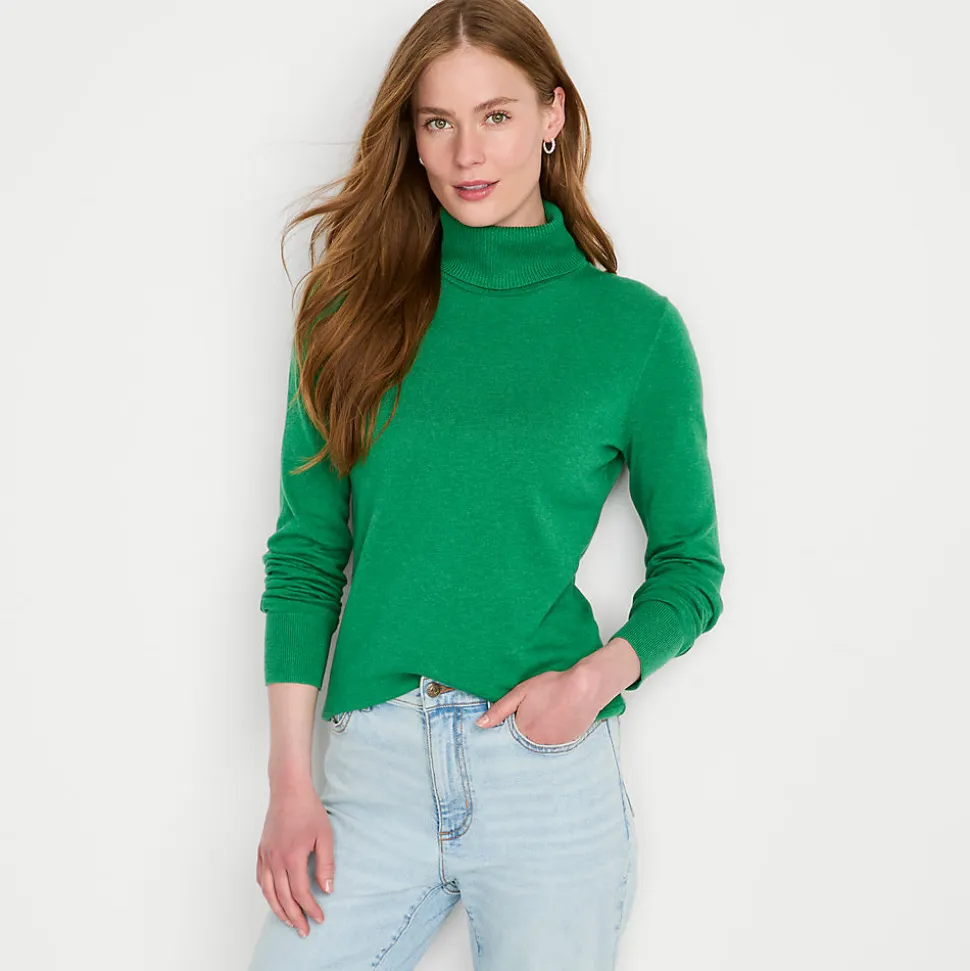 Feinstrick-Rollkragenpullover aus Baumwolle für Damen