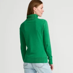 Feinstrick-Rollkragenpullover aus Baumwolle für Damen