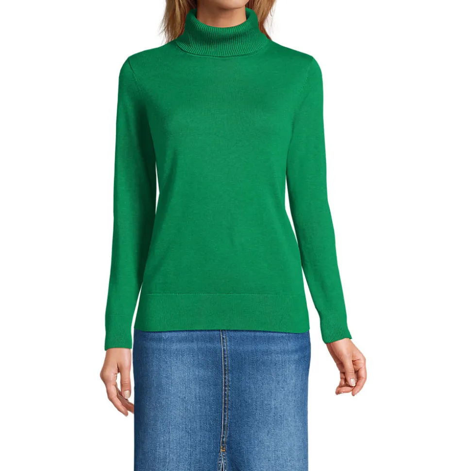 Feinstrick-Rollkragenpullover aus Baumwolle für Damen