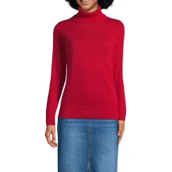Feinstrick-Rollkragenpullover aus Baumwolle für Damen