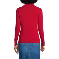 Feinstrick-Rollkragenpullover aus Baumwolle für Damen