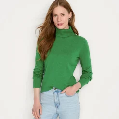 Feinstrick-Rollkragenpullover aus Baumwolle für Damen